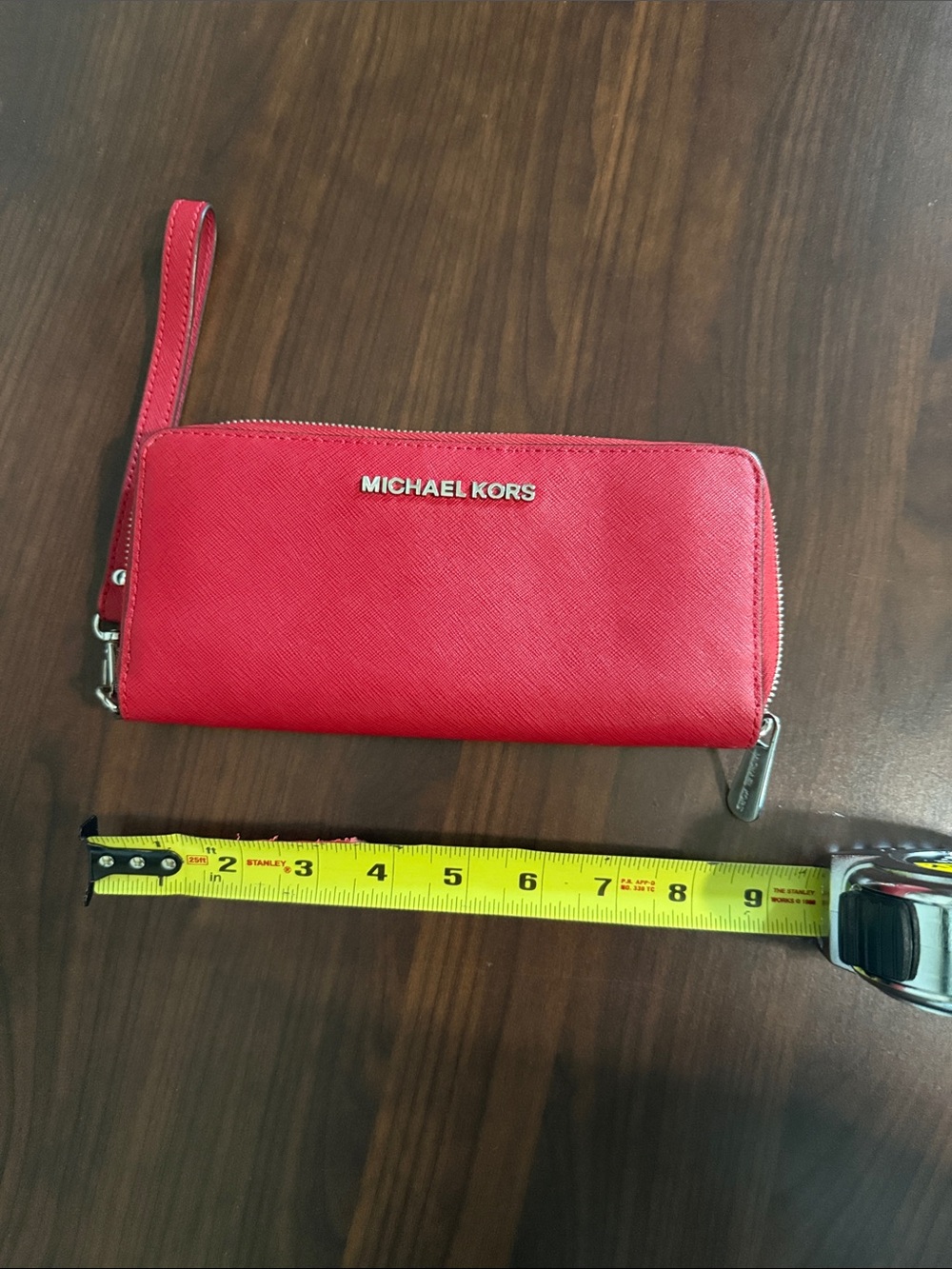 Michael Kors Red Wristlet Zip Wallet with Logo